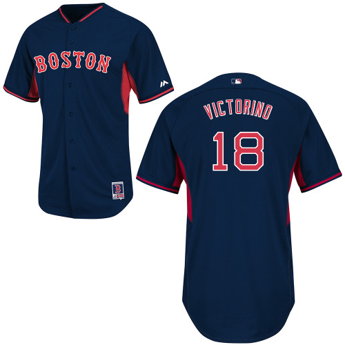 Shane Victorino #18 MLB Jersey-Boston Red Sox Men's Authentic 2014 Road Cool Base BP Navy Baseball Jersey